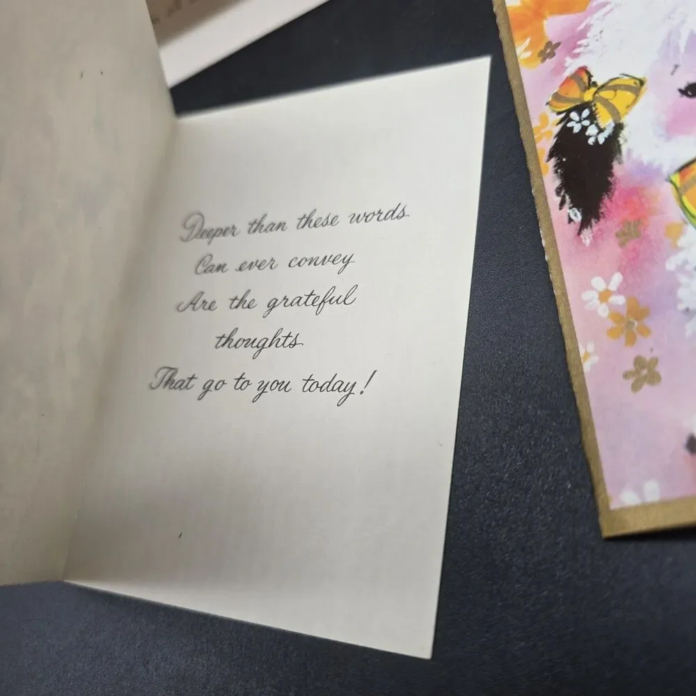 Lot Of 5 Vintage Small Greeting Cards Baby Shower Thank You